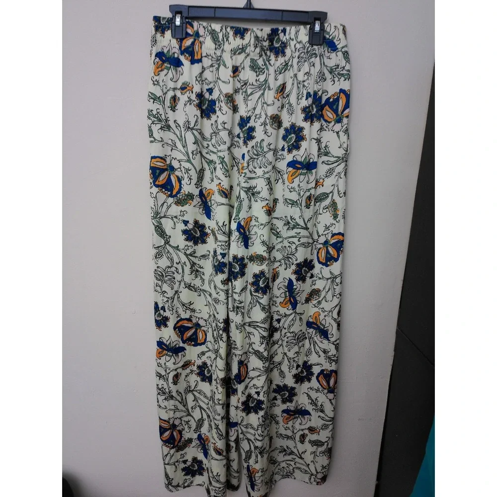 Philosophy Womens Wide Leg Pants Size L Multicolor Floral Boho Smocked Waist NWT